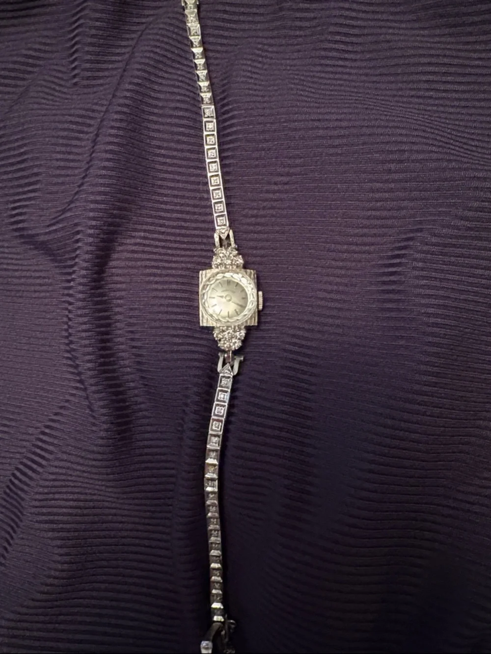 Vintage Hamilton Women's 14K Dress Watch with Crystal Accents - Picture 7 of 9